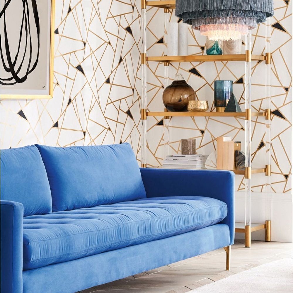 🆕 Anthropologie x York Wallcoverings Geo Mosaic Wallpaper Black White Gold
